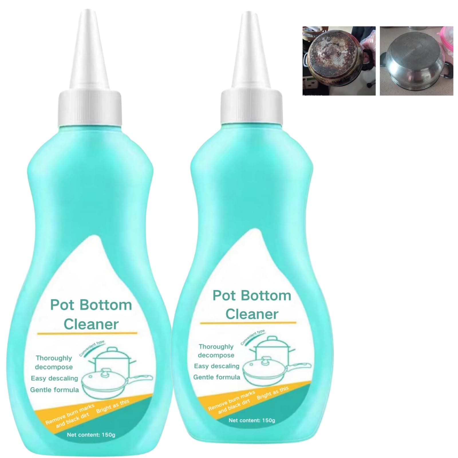 ADUTRY 2Pcs Magic Gel Cleaner for Pot Bottom,2024 New Gel Cleaner for Cookware Bottom,Black Pot Bottom Cleaning Gel,Magic Gel Cleaner for Pots and Pans, Stainless Steel Pan Cleaner