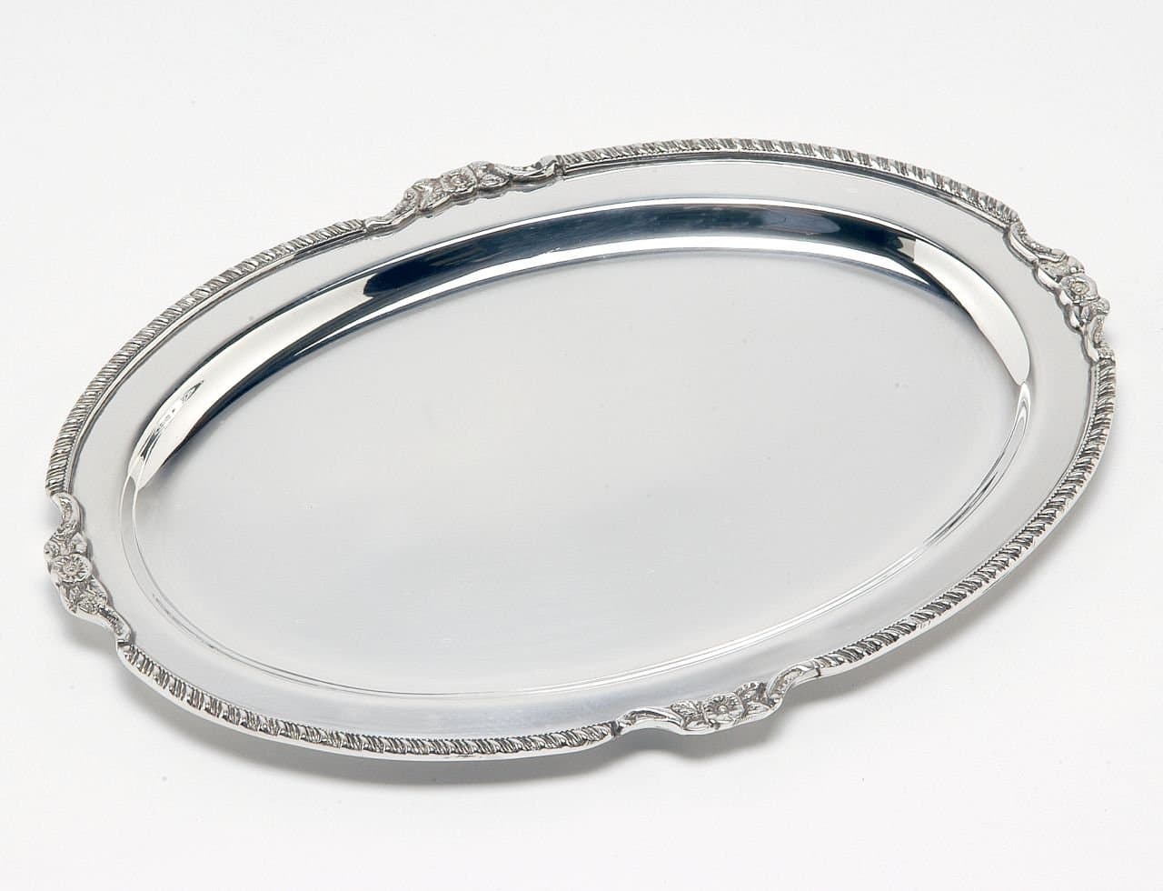 Sheffield Oval tray Queen Anne style silver plated cod.542273A cm 16x12 by Varotto & Co.