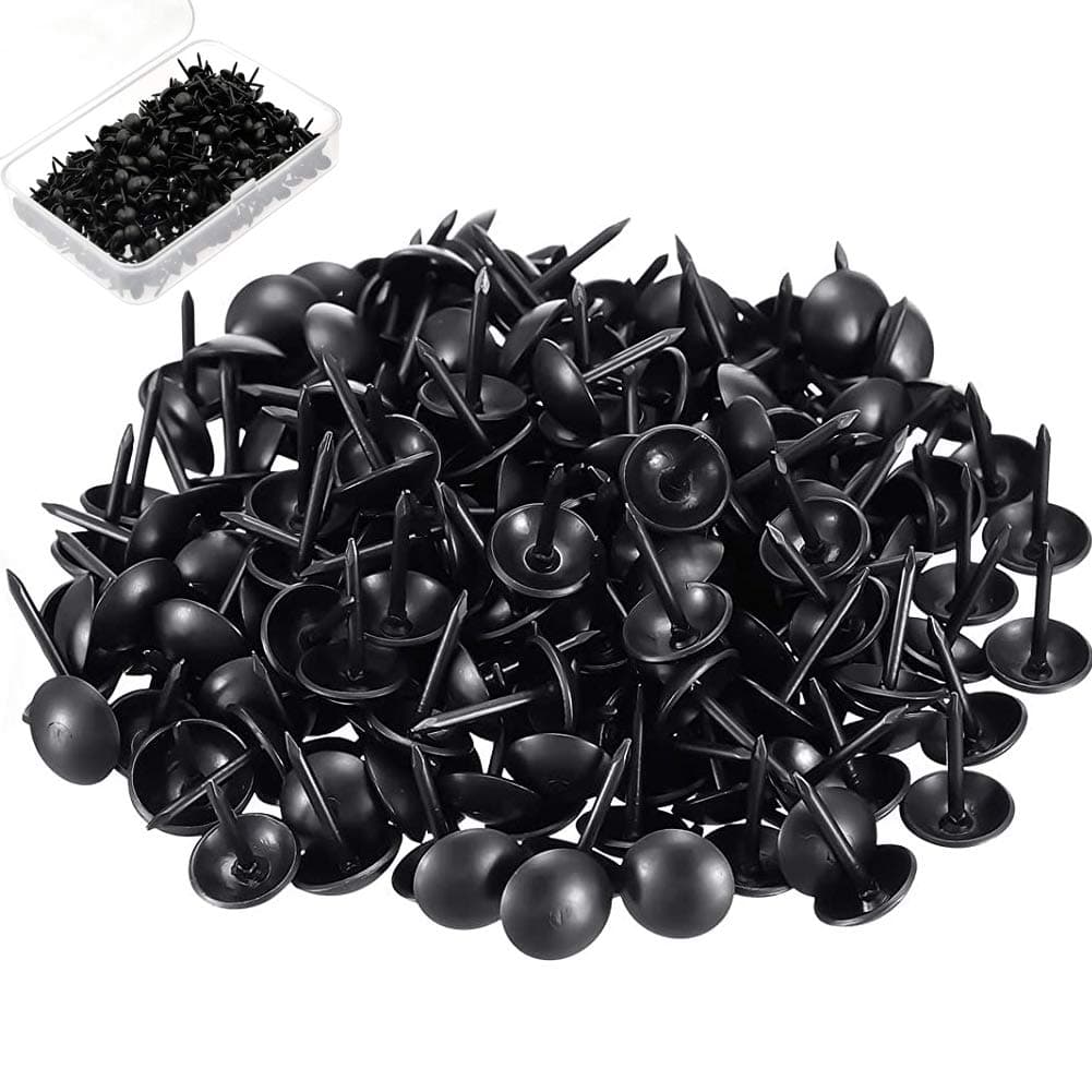 Moscare 200Pcs Matte Upholstery Nail,Pushpin Decorative Tack Stud with Box for Upholstered Furniture Cork Board,DIY Project,Home Decor (Black)
