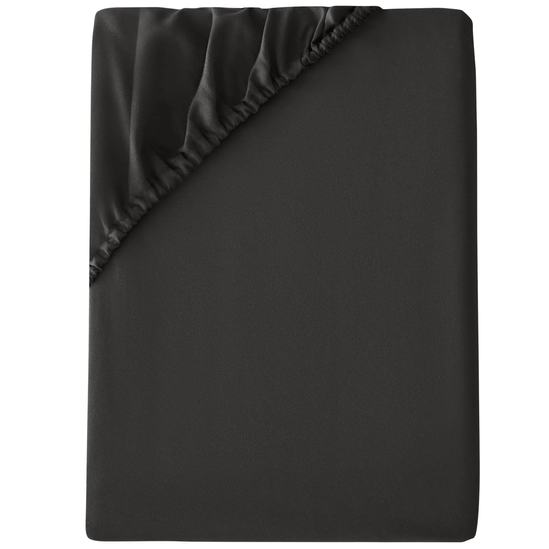 Anti-Allergy Anti-Bacterial Brushed Microfibre Polyester Fitted Bed Sheet - 28cm Depth, Easy Care, Fade Resistant (Black, Double)