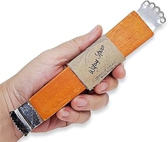 WitnyStore 6¾" Long 2 Blades Coconut Grater With Wooden Handle - Vintage Traditional Thai Style Kitchen Tool Easy to Use Portable Stainless Steel Shredder Scraper Peeler Cooking Utensil Accessories