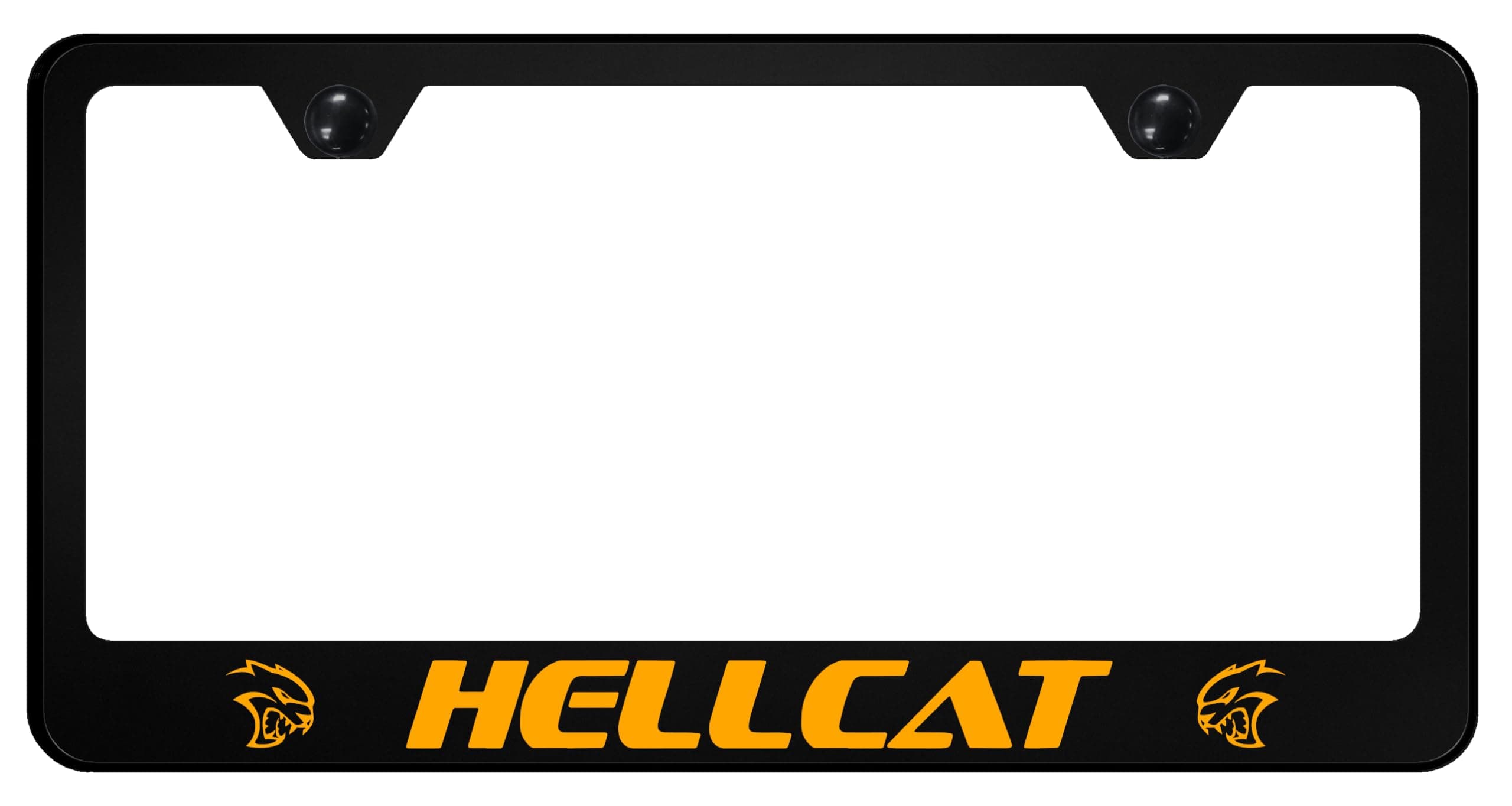 Au-TOMOTIVE GOLD, INC. Officially Licensed UV Print Logo on Black Polycarbonate License Plate Frame for Hellcat (Orange)