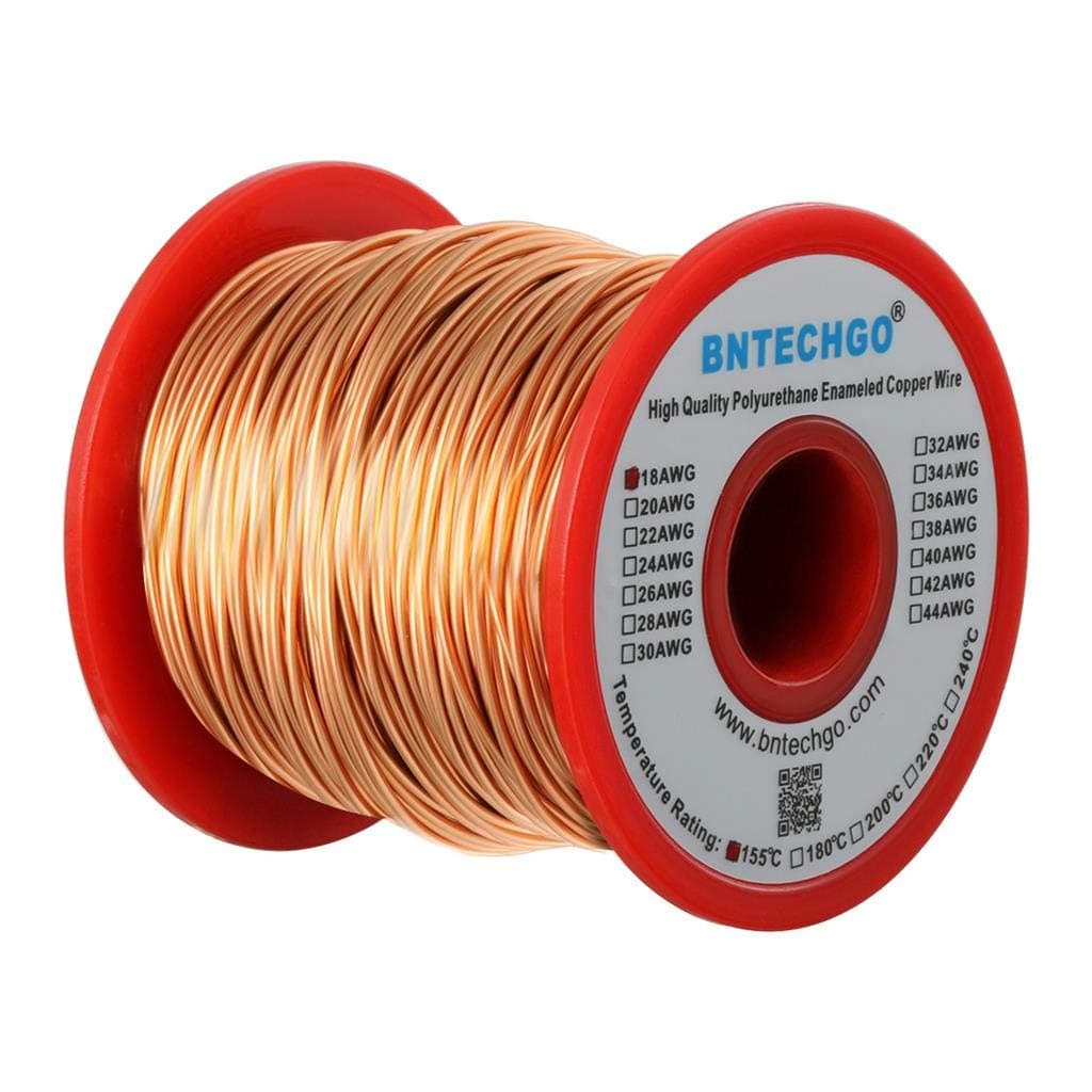BNTECHGO 18 AWG Magnet Wire - Enameled Copper Wire - Enameled Magnet Winding Wire - 1.0 lb - 0.0393" Diameter 1 Spool Coil Natural Temperature Rating 155℃ Widely Used for Transformers Inductors