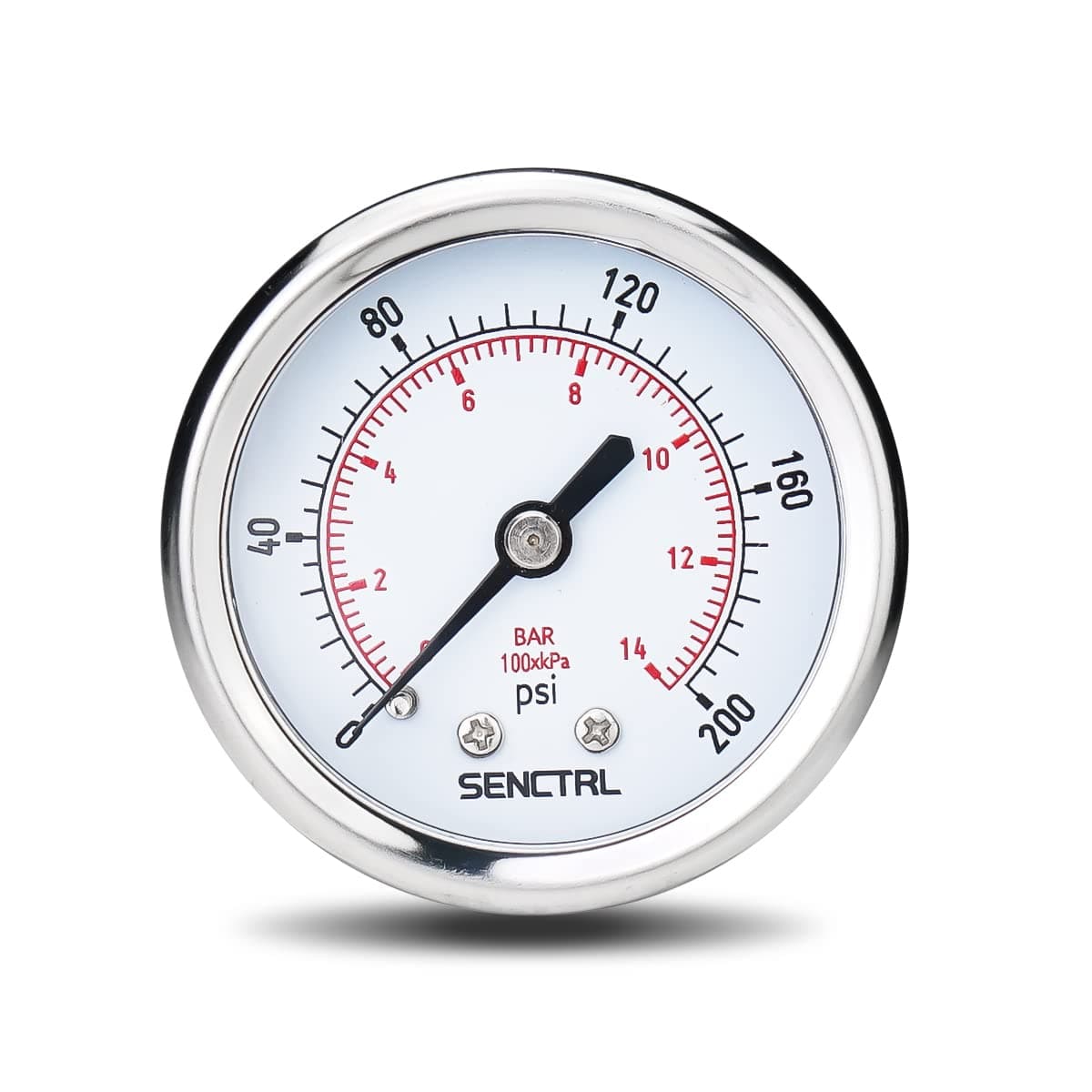 SENCTRL 200 Psi Pressure Gauge, 2" Dial Size, 1/4 NPT Back Mount, Waterproof, Stainless Steel Case, for Water Filter Pneumatic Regulator Air Compressor Tire Pressure Test