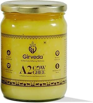 Girveda A2 Grass Fed Gir Cow Ghee (16.9 Oz) From Gir Region India | Vedic Bilona Method | Lab Tested | Natural & Healthy | Unsalted | Pasture Raised