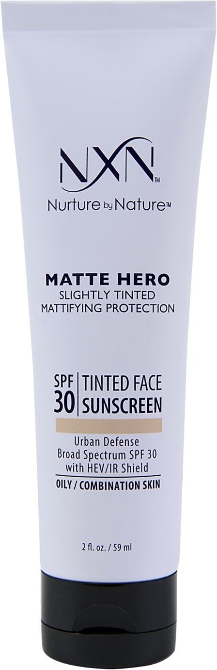 NxN Matte Hero Mattifying Slightly Tinted Face Sunscreen for Oily/Combination Skin, SPF 30 with HEV/IR Shield, 2 fl oz