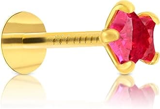 GEHLOT ; OneStep Towards OnlineStar Shape Black Diamond 14K Pure Yellow Gold Nose Pins Studs Diamond Nose Pins For Women And Girl