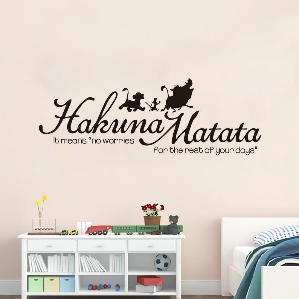 Removable PVC Wall Sticker Words Sign Quote Hakuna Matata Lion King Bedroom Background Decoration