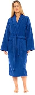 Towelling Bath Robe Premium Quality Bathrobes for Women Highly Absorbent 100% Cotton Shawl Design Perfect for Men & Women in Loungewear and Gifts