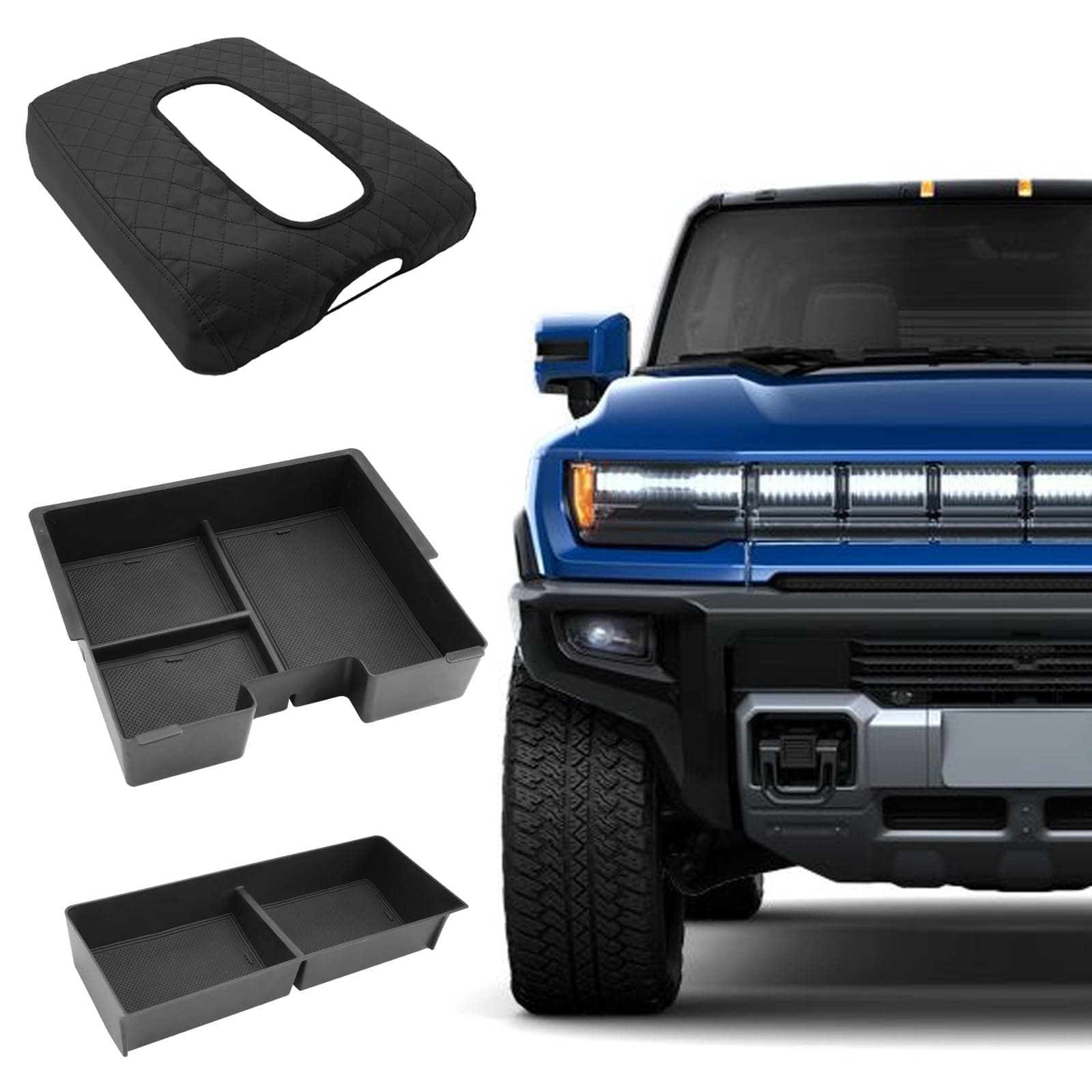 3 Pack for GMC Dashboard Tray 2025 Hummer EV Center Console Storage Tray Arm Rest Cover for 2025 Hummer EV Pickup SUV Accessories Organizer for GMC Hummer EV SUV/Pickup 2X 3X 2025 2024 2023 2022