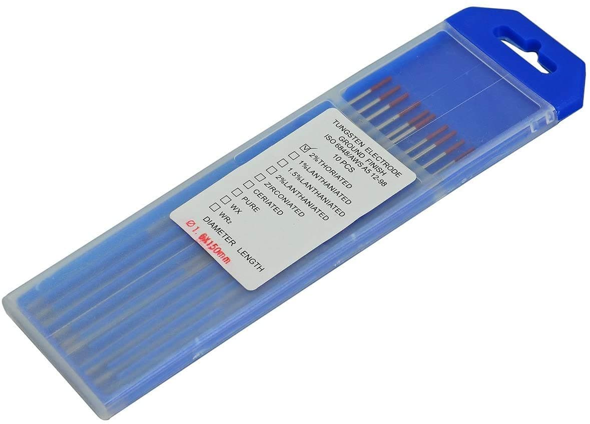2% Thoriated TIG Welding Tungsten Electrode 1/16"x 6" WT20 Red Tips Pack of 10