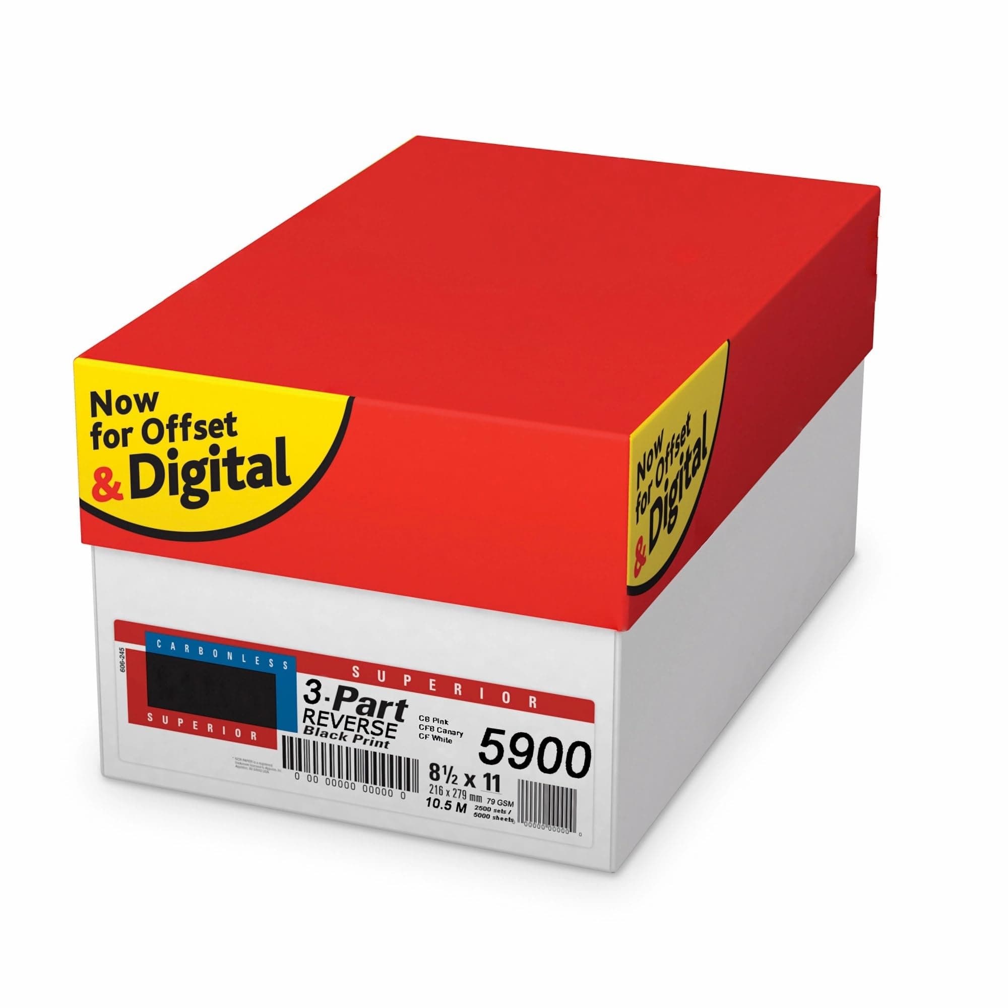 Superior 8.5 x 11 Carbonless Paper, 3 Part Reverse (Pink/Canary/Bright White), 1340 Sets (4000 Sheet) I 8 Reams