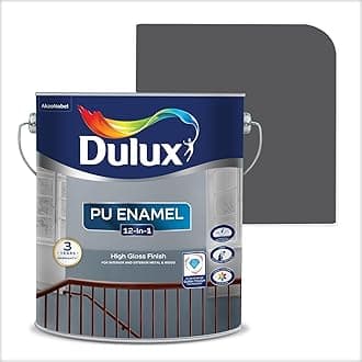 Dulux PU Enamel Smoke Grey 500 ml High Gloss Finish Paint for Interior Exterior Metal & Wood Surfaces with Fast Drying Anti-Rust & Complete Coverage