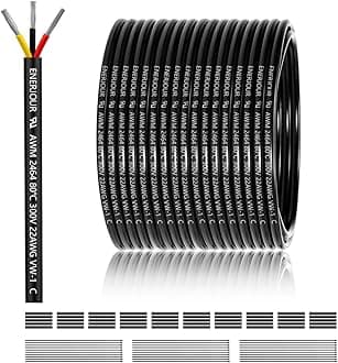 22 Gauge 3 Conductor Electrical Wire 150FT, UL 2464 22 AWG 3 Wire Cable Tinned Copper PVC Stranded 22/3 Core Wire for LED Lighting, Outdoor Low Voltage Extension Cable, Automotive etc.