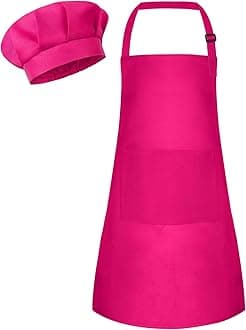 Kids Apron and Chef Hat Set Children Apron Adjustable with 2 Pockets Children Chef Painting for Cooking Baking