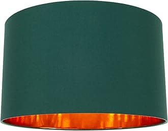 Contemporary and Chic Emerald Forest Green Cotton 20" Floor or Pendant Large Circular Drum Lamp Shade with Shiny Copper Inner | Stunning Statement Piece by Happy Homewares