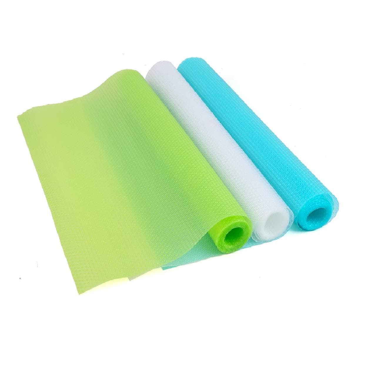 Winberg Plastic 3 Rolls EVA Shelf Durable Anti Slip Grip Mat for Fridge; Bathroom; Kitchen; Drawer; Cupboard Underlay Liner and Household (Random Colour) - Pack of 03 Pieces