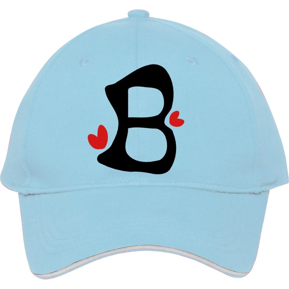 Letter B Red Hearts Light Blue Cotton Mabelbennett Cheap Snapback Caps Adjustable Hatmale/female Classic Baseball Hats