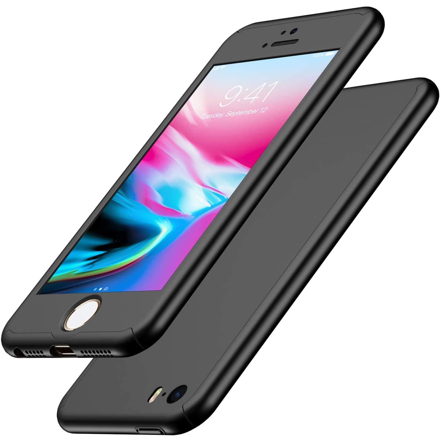 Luckydeer iPhone SE / 5S / 5 Case and Tempered Glass Black (4.0 Inches)