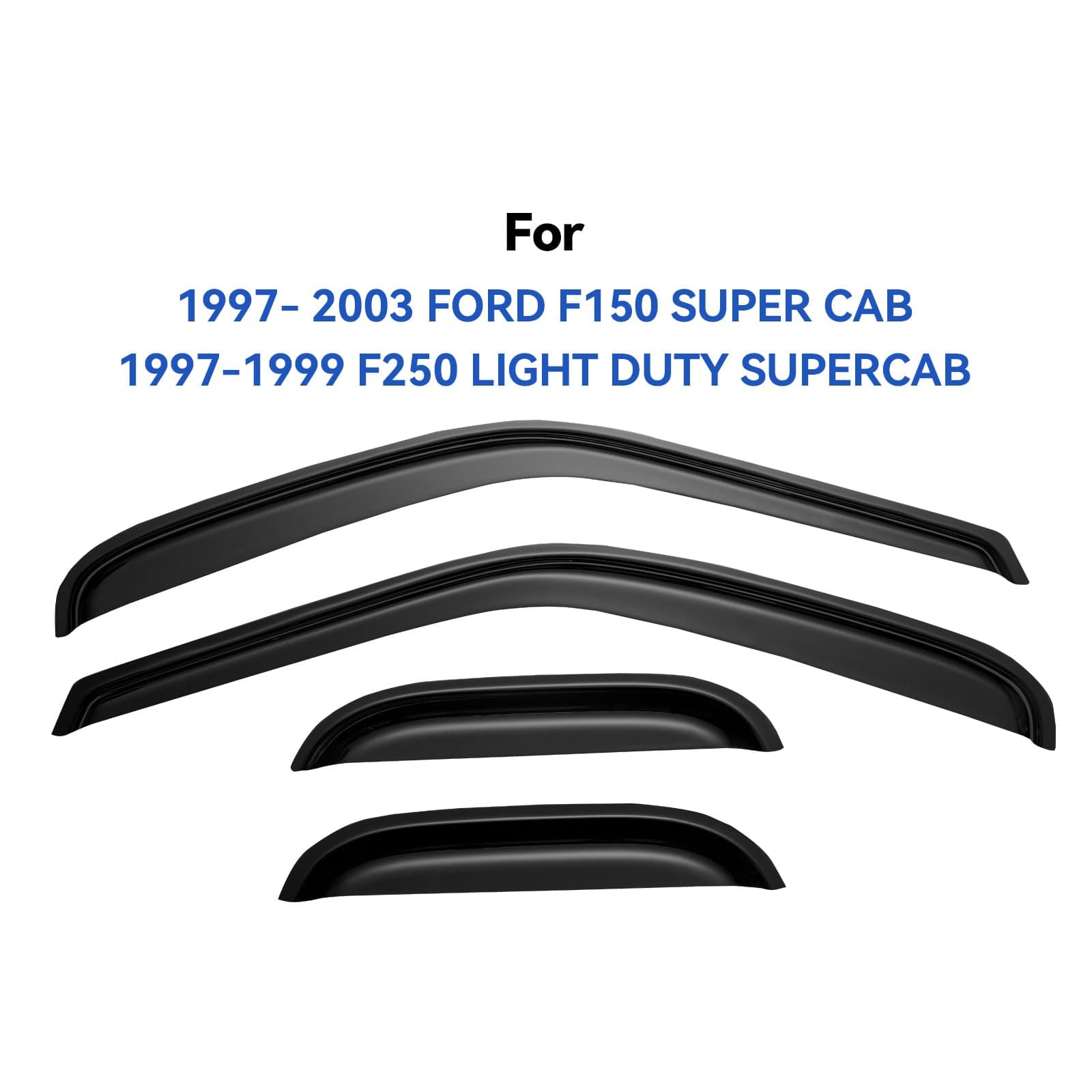 Window Rain Guards for 1997-2003 Ford F150 SuperCab, Vent Visors Shades Wind Deflectors for 1997-1999 F250 Light Duty, 2004 F-150 Heritage (Super/Extended Cab)