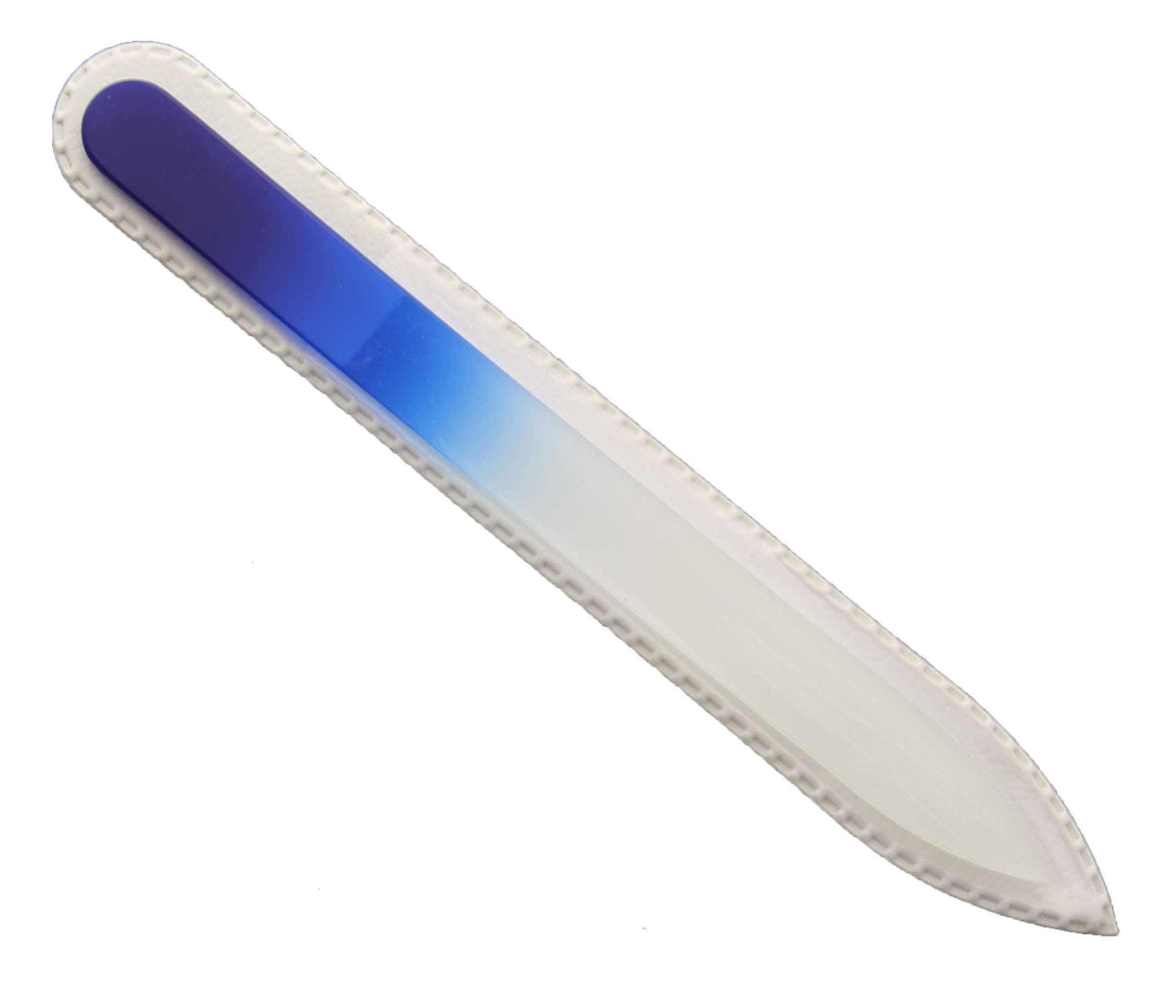 Genuine Czech, Etched, Crystal Glass, Blue, Medium (5.5") Manicure Nail File-Perfect fot Purse or Travel