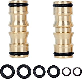 YAAVAAW 2pack Brass Double Male Hose Connector for Connect Hoses Equipped,Garden Hose Pipe Connectors Hose Male to Male Connector Extender for Join Hose Pipe Tube & Garden Irrigation