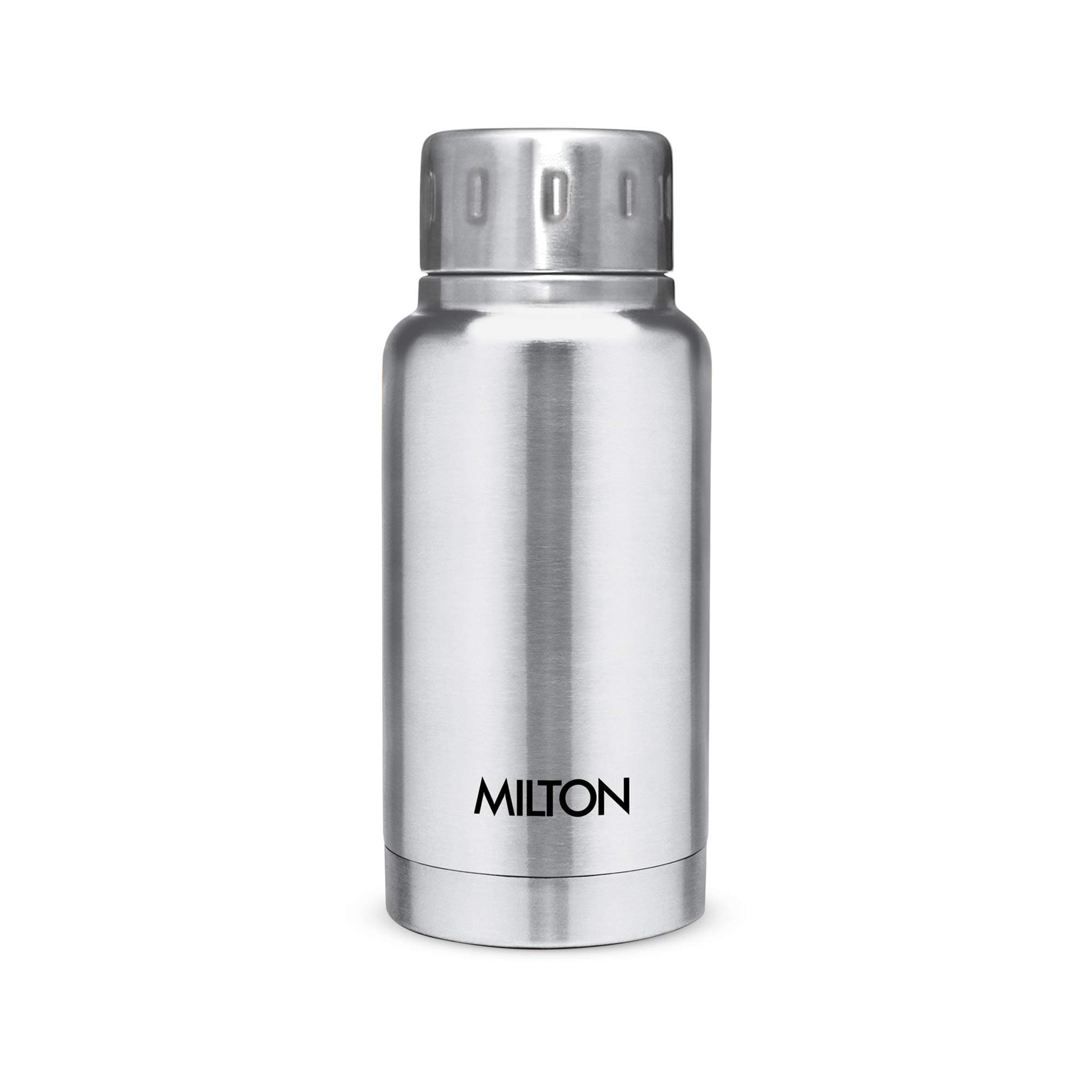 MILTON 160ml Vacuum Insulated Water Bottle, Keeps Drinks Hot and Cold for 24 Hours, 18/8 Stainless Steel, Double-Walled Thermos Flask with Inner Copper Coating for Sports, Travel, Gym, Elfin - Silver