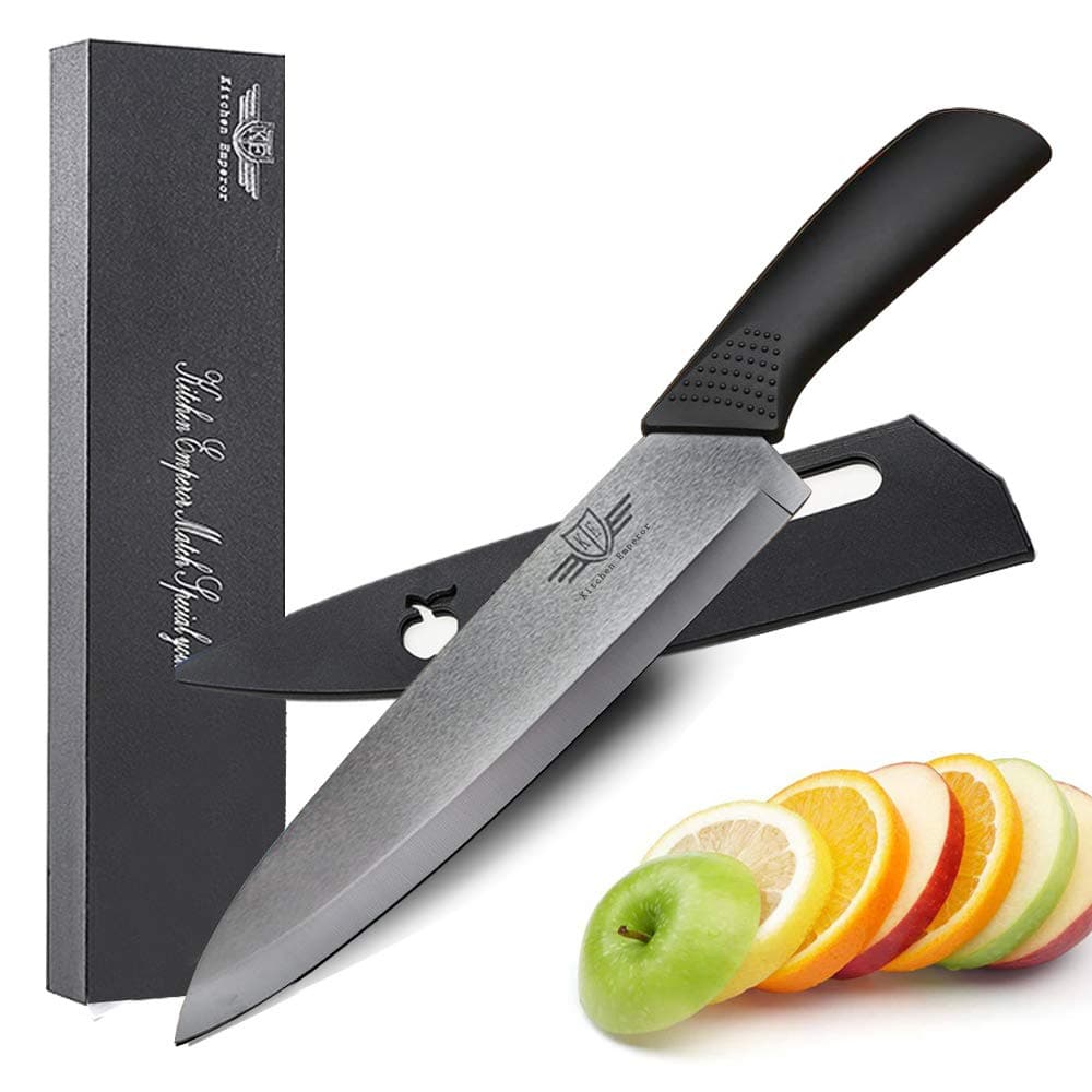 Ceramic Chef Knife 8 inch,Professional Chef Knife with Safety Sheath,Antioxidant with Comfortable Ergonomic Handle