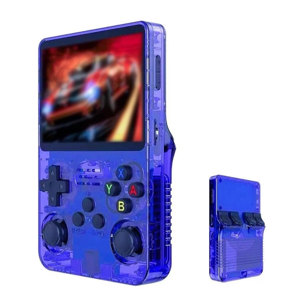 Keyboy Game Console R36S Retro Handheld Game Console with 64/128G Built-in 21000+ Classic Games, Open Source Linux System 3.5 Inch IPS Screen Portable Pocket Video Player (Blue 64G)