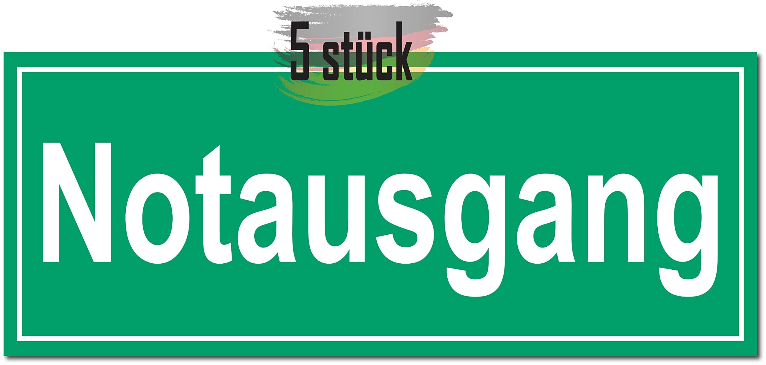 Seemy Emergency Exit Sign, Pack of 5, Premium Stickers, 24 cm x 9 cm, Green, PVC, Wall Mount, Emergency Exit Sign