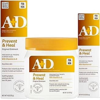 Original Diaper Rash Ointment, Prevents & Heals Diaper Rash, Moisturizes & Heals Dry Skin With Vitamins A & D, Home & Go Bundle - 16 oz jar, 4 oz tube, 1.5 oz tube