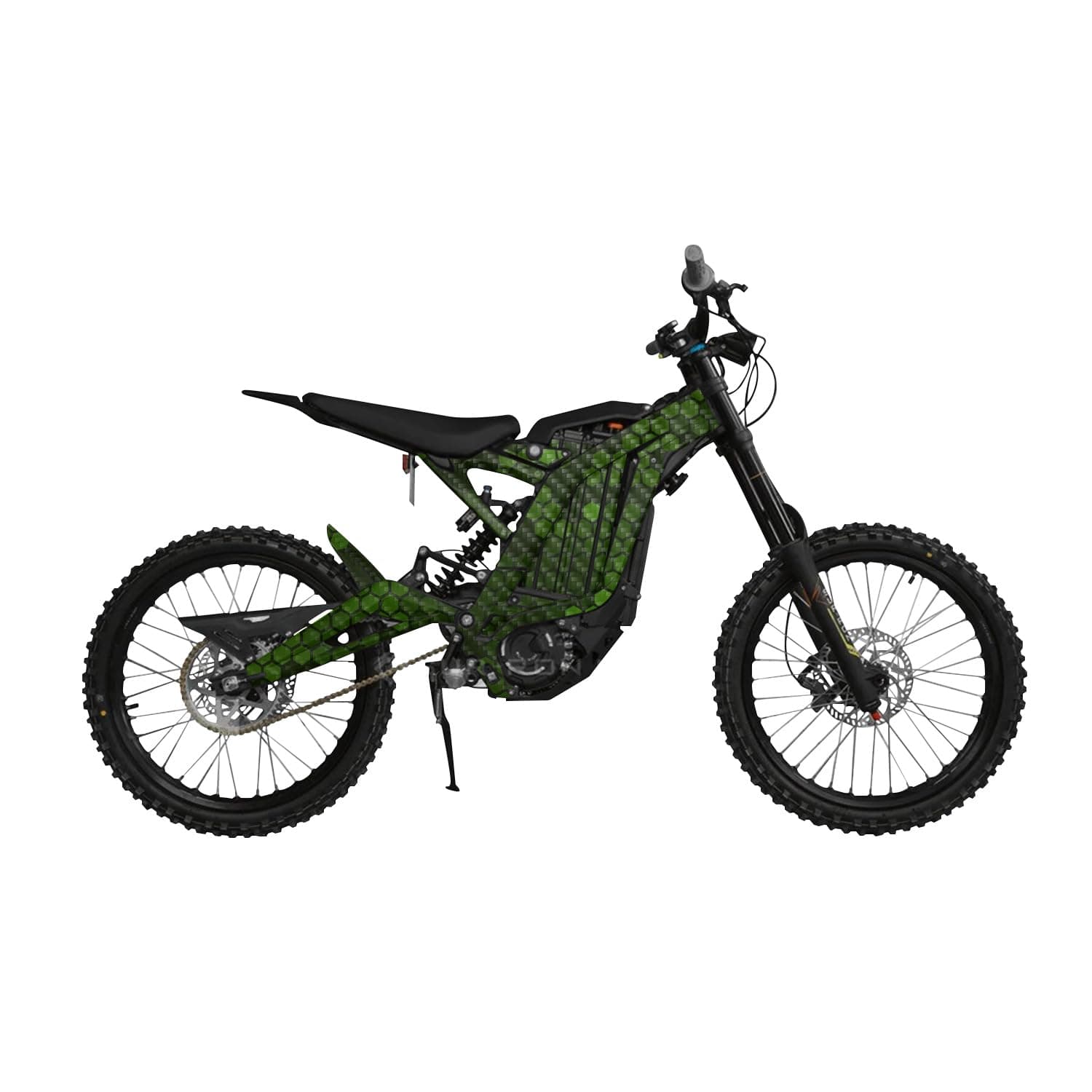 Carbon Fiber Surron Light Bee Graphics Kit Wrap - Green Hexa Camo - Sur-Ron Skin - Premium 3M Vinyl Protective Wrap Decal Cover - Easy to Apply | Crafted in The USA by MightySkins