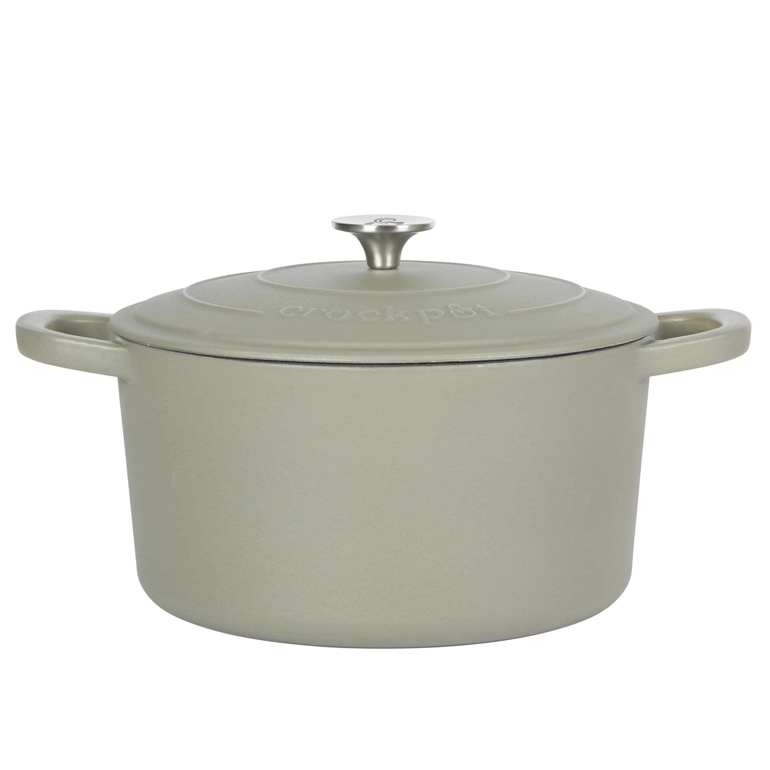 Crock Pot Artisan 5-Quart Round Cast Iron Dutch Oven Pot With Lid - Matte Green