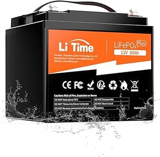 LiTime 12V 50Ah Plus Lithium Leisure LiFePO4 Battery, 4000+ Deep Cycles 10 Years Life, 640W Output Power, 50A BMS, Backup Power for Caravans, Trolling Motor, RV, Boat, Fish Finder, Camping