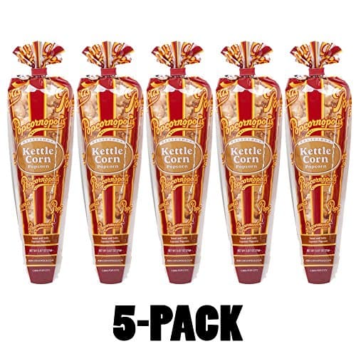 5-pack Popcornopolis Mini Cone Gourmet Gluten Free Non GMO Kettle Popcorn