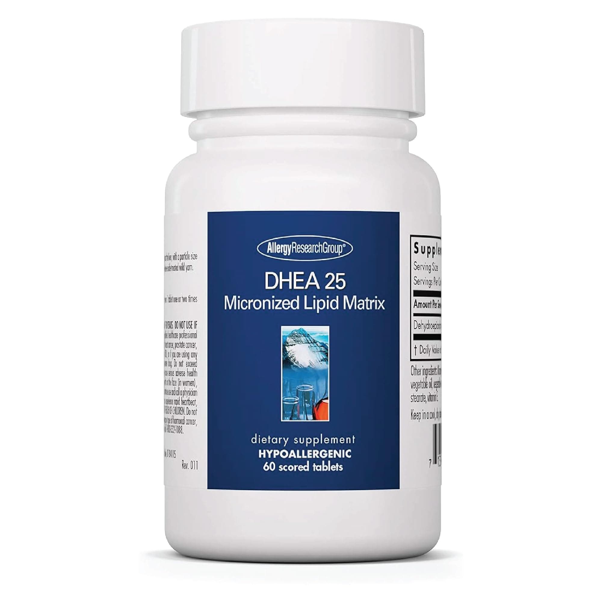 ARG DHEA 25 Micronized Lipid Matrix - Supports Hormone Balance & Brain Function - Delivers 25 mg DHEA - Micronized & Plant Sourced - Hypoallergenic - 60 Servings - 60 Capsules