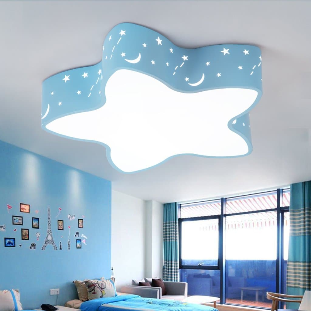 Ceiling Lighting Creative Star Children's room lighting modern minimalist bedroom lamp warm children blue boys and girls study lamp decorated ceiling lights [Energy Class A+]