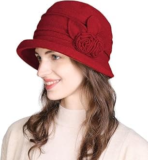 Comhats Ladies 1920s Vintage Wool Felt Cloche Bucket Bowler Hat Packable Red