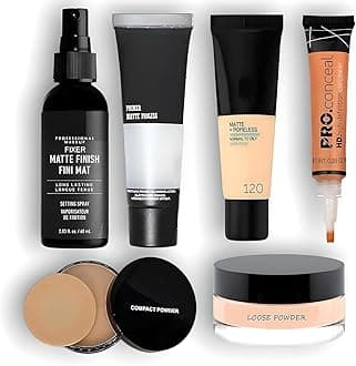 Beauty 6 In 1 Combo Kit Foundation, Primer, Liquid Concealer, Loose Powder, Compact Powder & Makeup Fixer (Setting Spray) Ideal for Face Makeup - Complete Makeup Combo Set