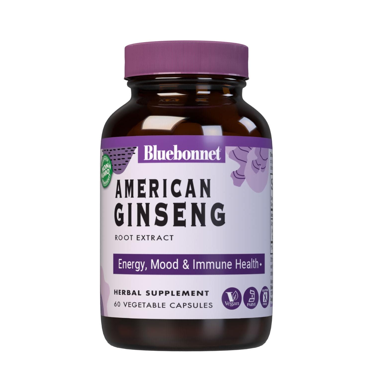 Blue Bonnet American Ginseng Root Extract Vegetable Capsules, 60 Count