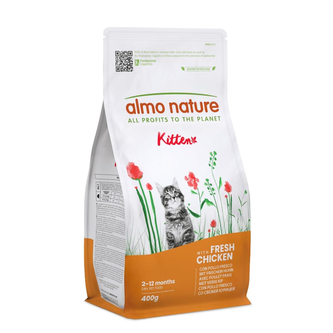 Almo Nature Kitten - Kibble for Kittens with Fresh Chicken - For Balanced Growth from 2 to 12 Months, Suitable for Pregnancy and Nursing - 400g Bag