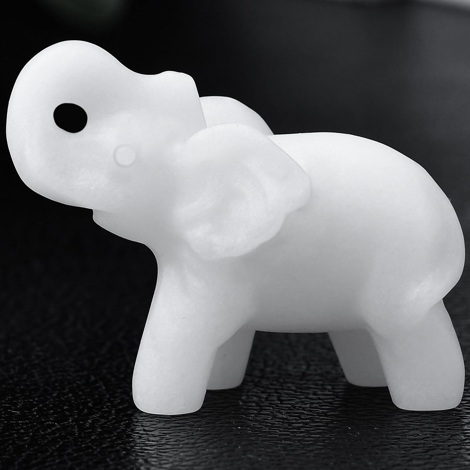 1.8 Inch White Jade Elephant Crystal Decor, Healing Crystal Cute Figurines,White Elephant Gemstones Decorations Statue, Lucky Reiki Stones in Home and Office Meditation Gift for Women and Men