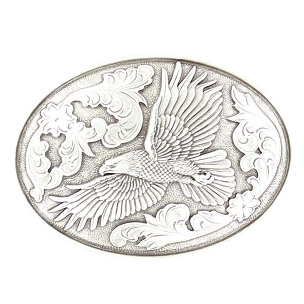 Nocona Men's Flying Eagle Belt Buckle, Silver, OS
