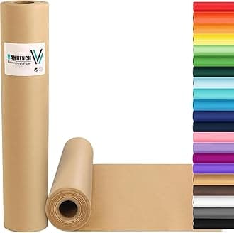 Vanhench Brown Kraft Paper Roll 17.5" x 600" (50') for Gift Wrapping Bulletin Board Paper, Kids Craft Supplies, Art Bouquet Flower Thanksgiving Wrapping Paper, Poster Packing Shipping Moving Supplies