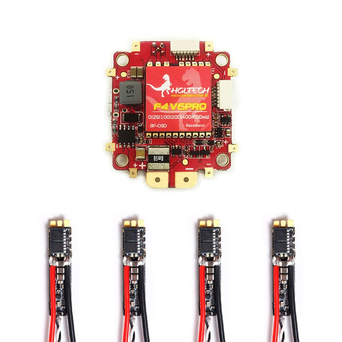 HGLRC Forward 50A ESC BLHeli_32 50Amp 2S - 6S Dshot 1200 FD50A Brushless Electronic Speed Controller (Overcurrent Protection) for FPV Rc Racing Drone Quadcopter (1PC F4 V6 Pro SMA+4PCS 50A ESC)