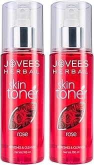 Jovees Herbal Rose Skin Toner For Refreshing Youthful Skin, Tightens Pores, Healthy Glow | Face Mist & Toner For Normal to Dry Skin | Paraben, Alcohol And Chemical Free 100ml (Pack of 2)