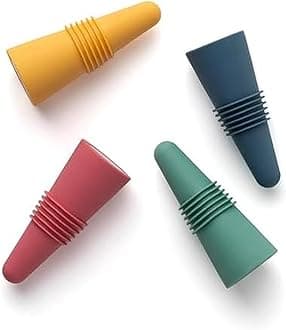 Wine Stoppers and Beverage Bottle Stoppers, Silicone Set of 4