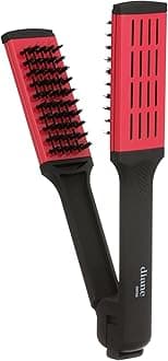 Diane Ceramic Straightening Brush with Nylon Bristles for Smoothing and Styling Thick Coarse Hair, Double-Sided Hair Straightener Brush, 2-in-1 Smoothing Hair Brush, Gently Removes Tangles