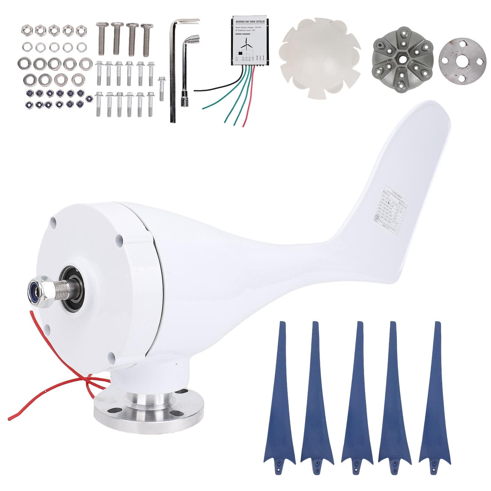 800W Windmill Turbines Generator with Controller for Hybrid Solar Wind System(24V-Blue)