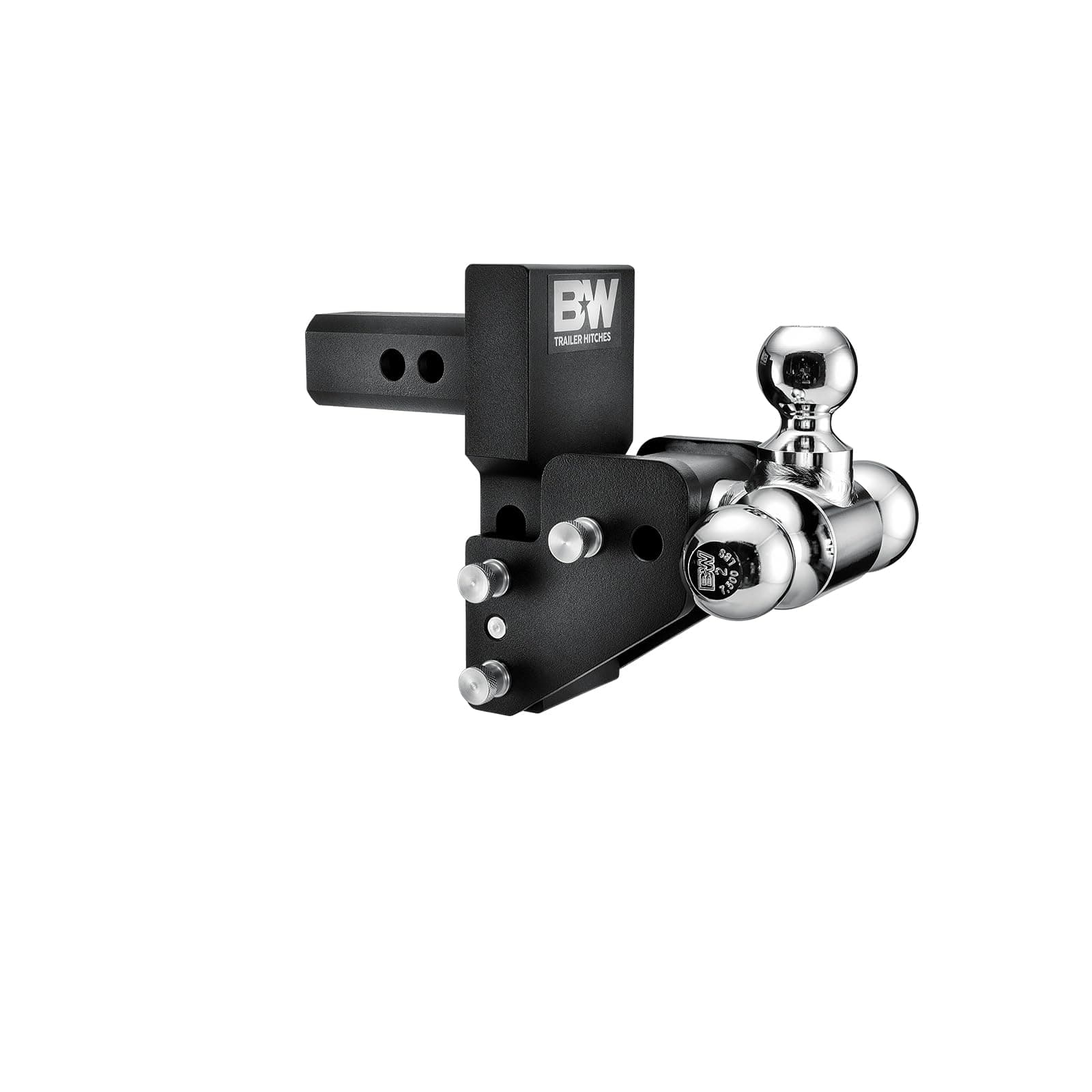 B&W Trailer Hitches MultiPro Tow & Stow Adjustable Trailer Hitch Ball Mount Compatible with MultiPro Tailgate - Fits 2" Receiver, Tri-Ball (1-7/8" x 2" x 2-5/16"), 2.5" Drop, 10,000 GTW - TS10064BMP
